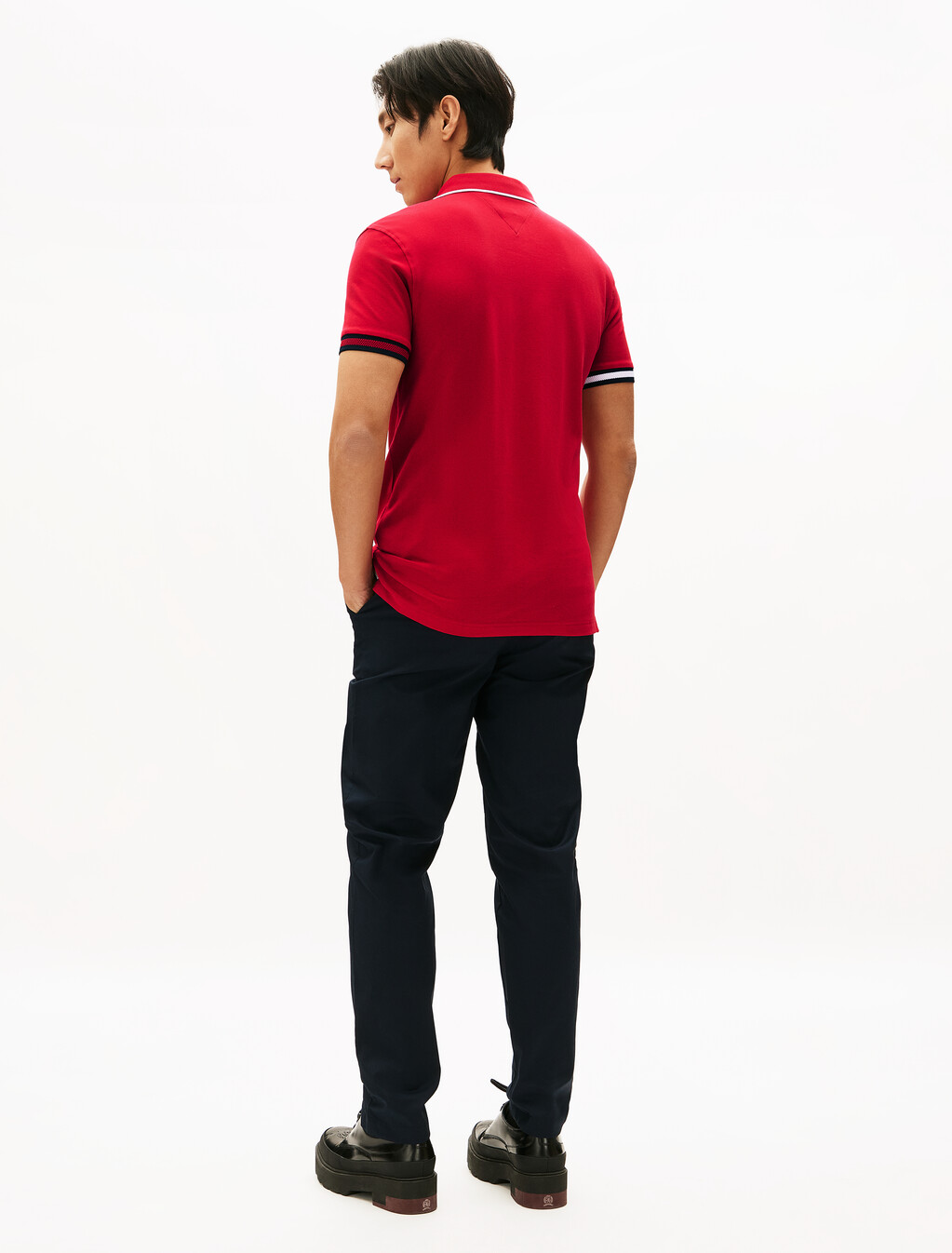 Slim Fit Signature Cuff Polo Shirt, Medium Red, hi-res