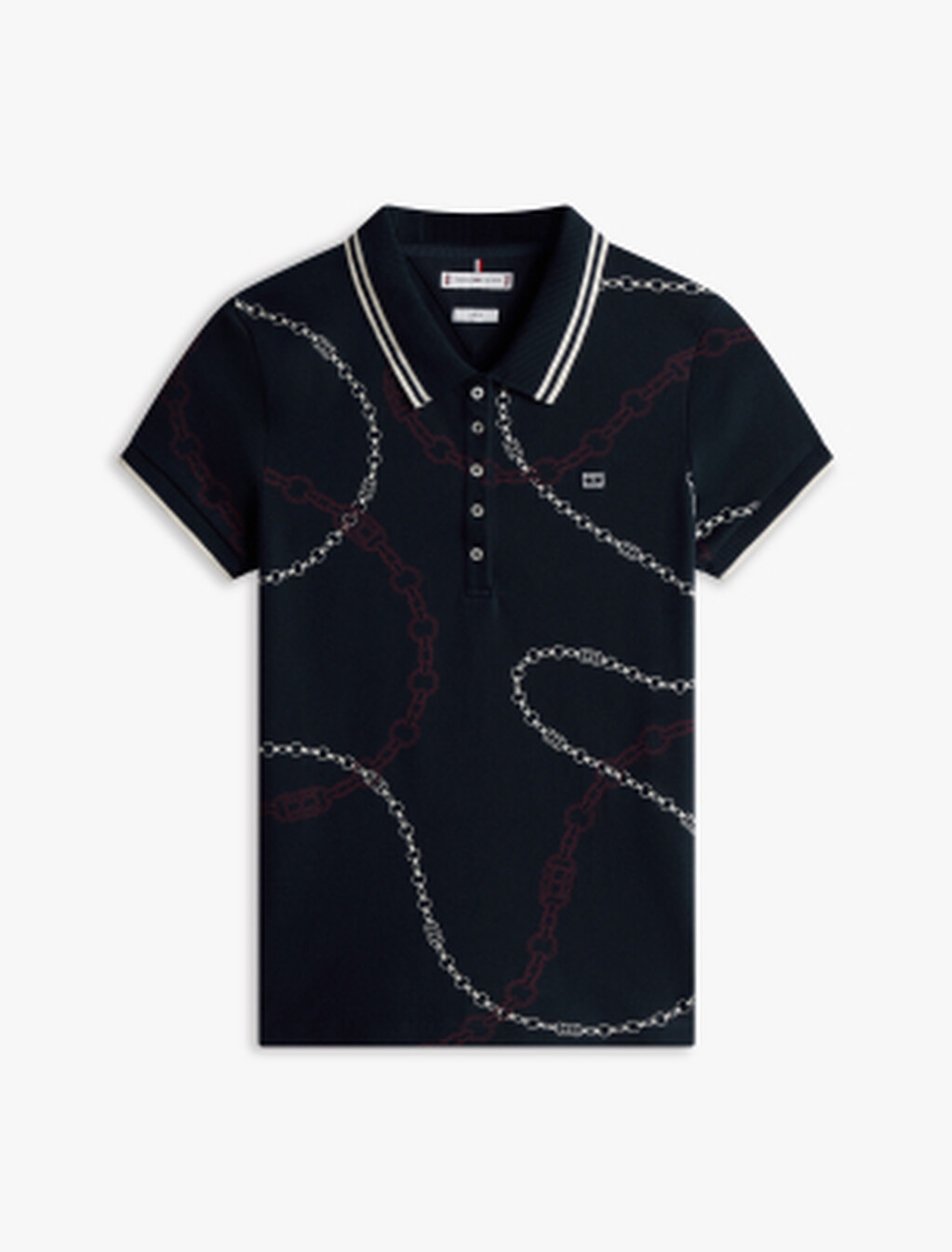 亞洲版修身 Polo 衫, Flag Chain Wavy/ Navy, hi-res