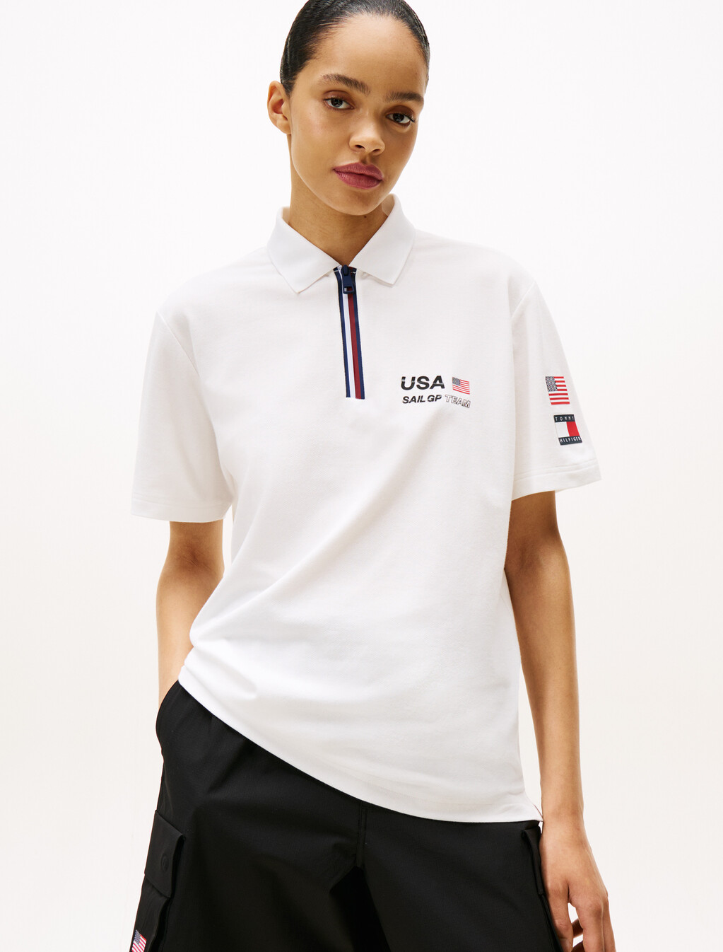 Tommy x U.S. Sail GP Team Pique Relaxed Fit Polo Shirt, Ecru, hi-res