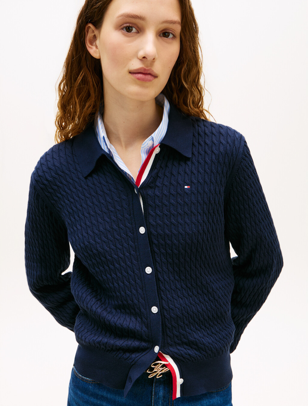 Asia Fit Fine Gauge Cardigan, Dark Night Navy, hi-res