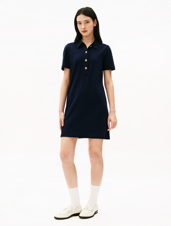金色鈕扣 Polo 連身裙