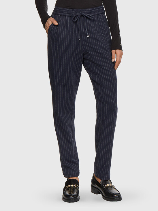 PINSTRIPE TAPERED JERSEY TROUSERS