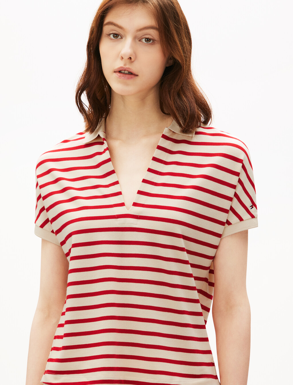 Relaxed Polo Shirt, Calico/Primary Red M Stp, hi-res
