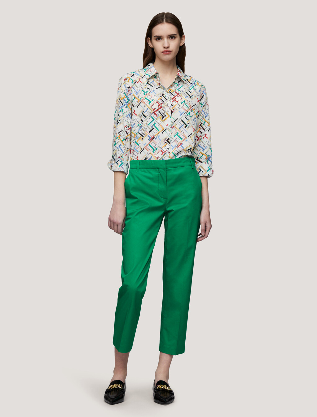 Cropped Straight Chinos, Olympic Green, hi-res