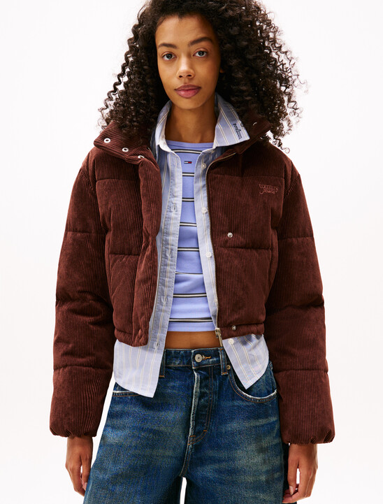 Logo Embroidery Relaxed Corduroy Puffer Jacket