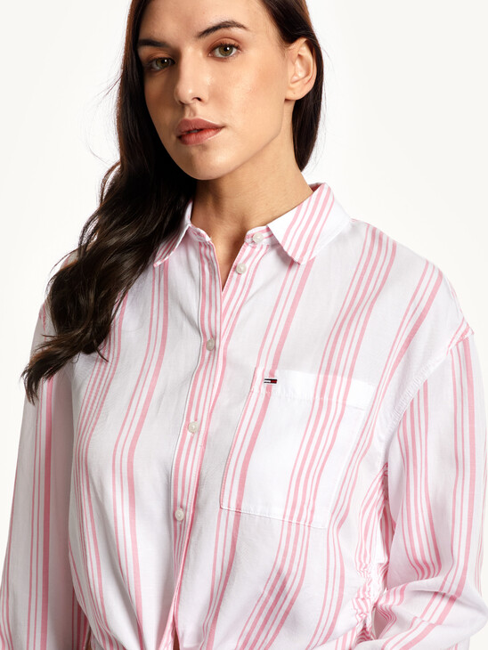 TIE-FRONT STRIPE SHIRT TIE-FRONT STRIPE SHIRT