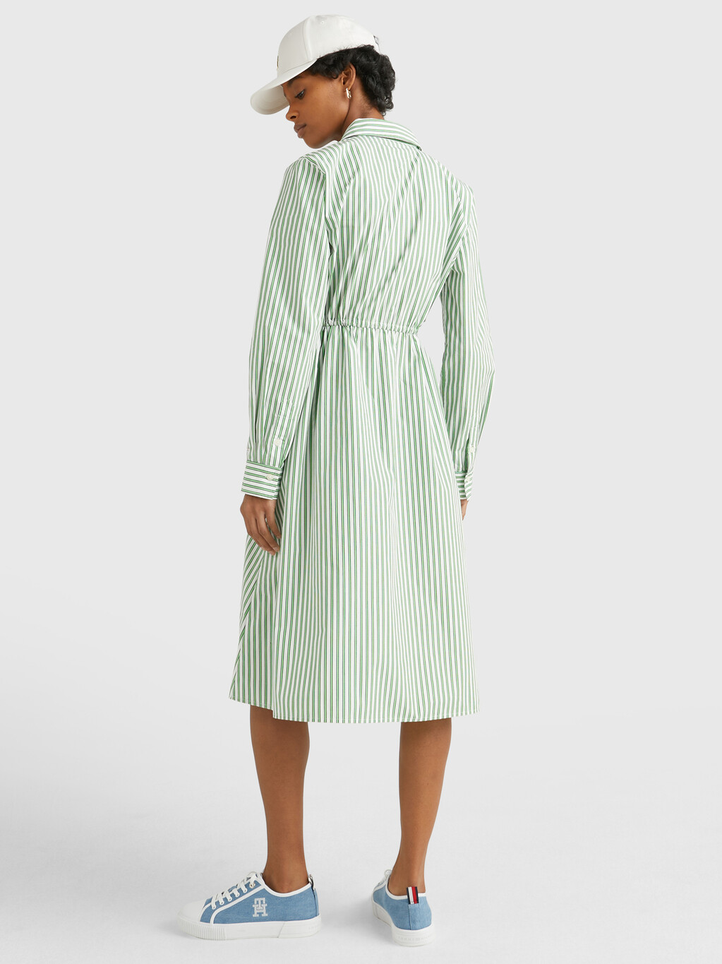 Stripe Midi Shirt Dress, Nola Stp/ Spring Lime, hi-res