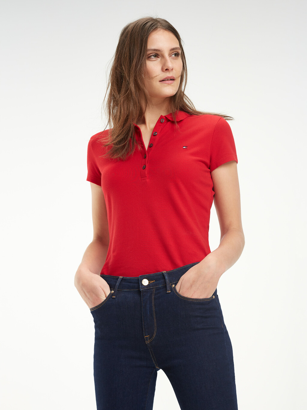 復古修身版型 Polo 衫, APPLE RED, hi-res