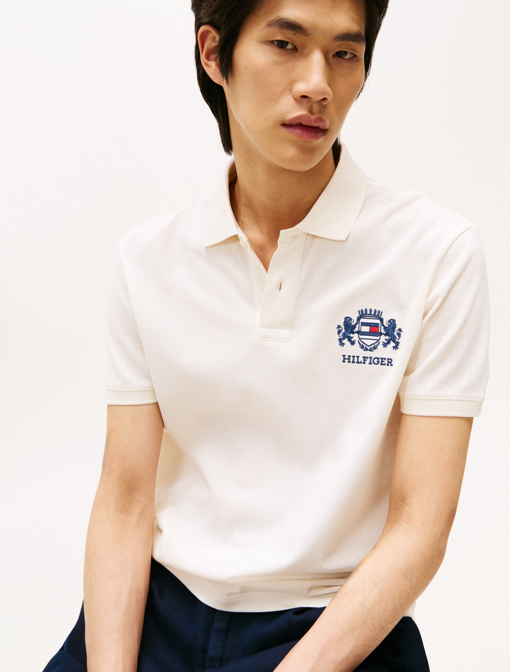 標準版型標誌刺繡 Polo 襯衫, Ivory Petal, hi-res