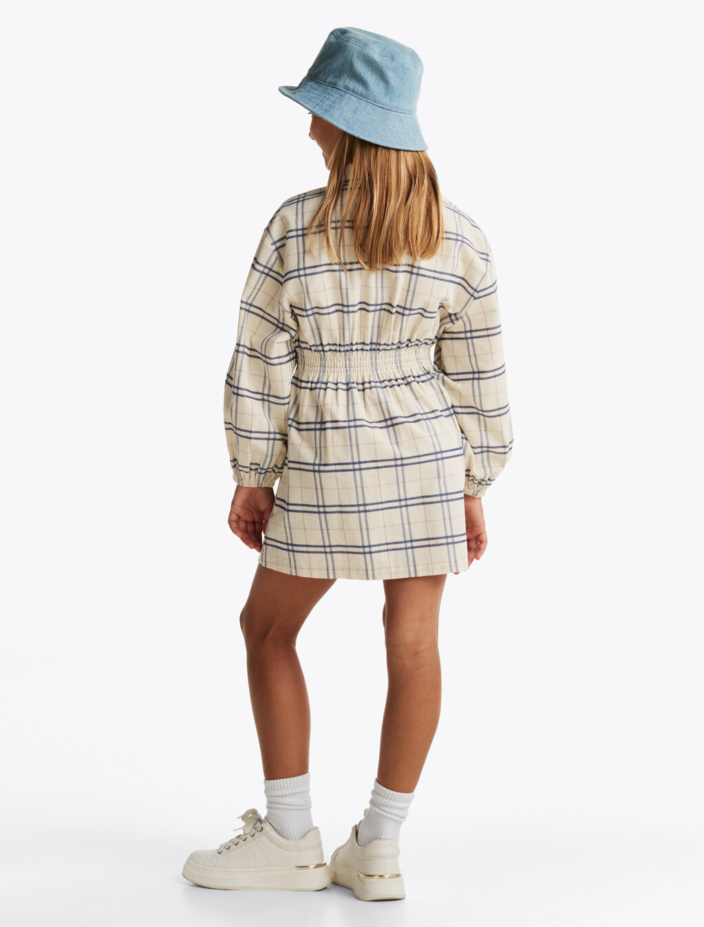 燈芯絨格紋襯衫連身裙, Classic Beige Check, hi-res