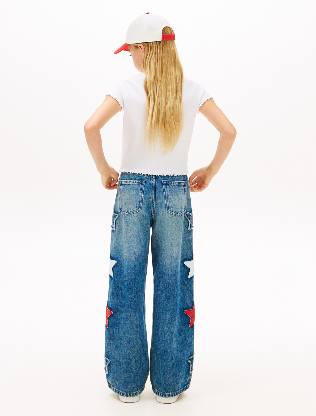 Star Flag Embroidery Extra Slim Top, White, hi-res