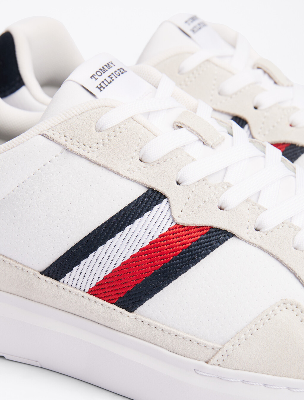 Signature Tape Cupsole Trainers, White/Desert Sky, hi-res