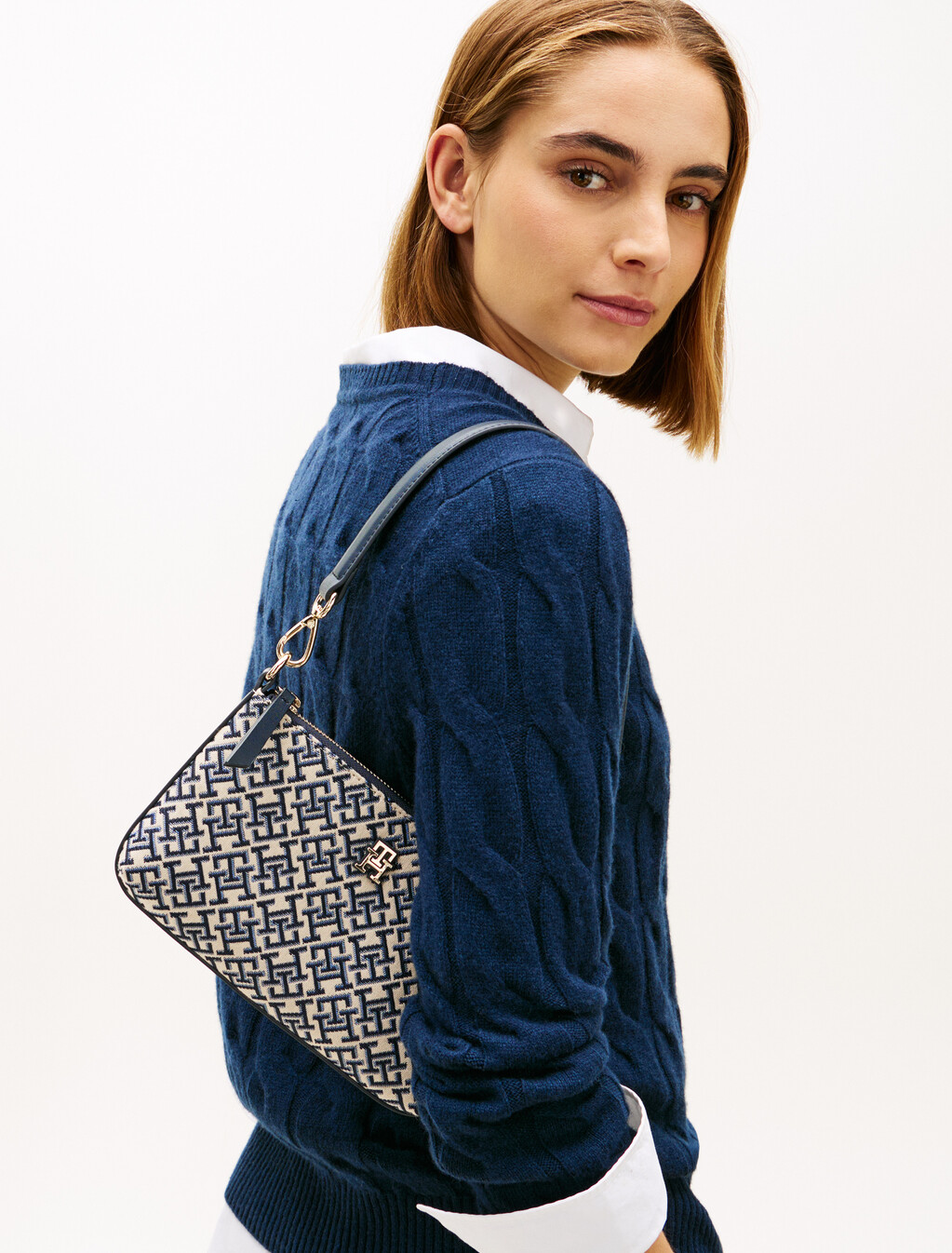 Monogram Jacquard Shoulder Pouch, Space Blue, hi-res