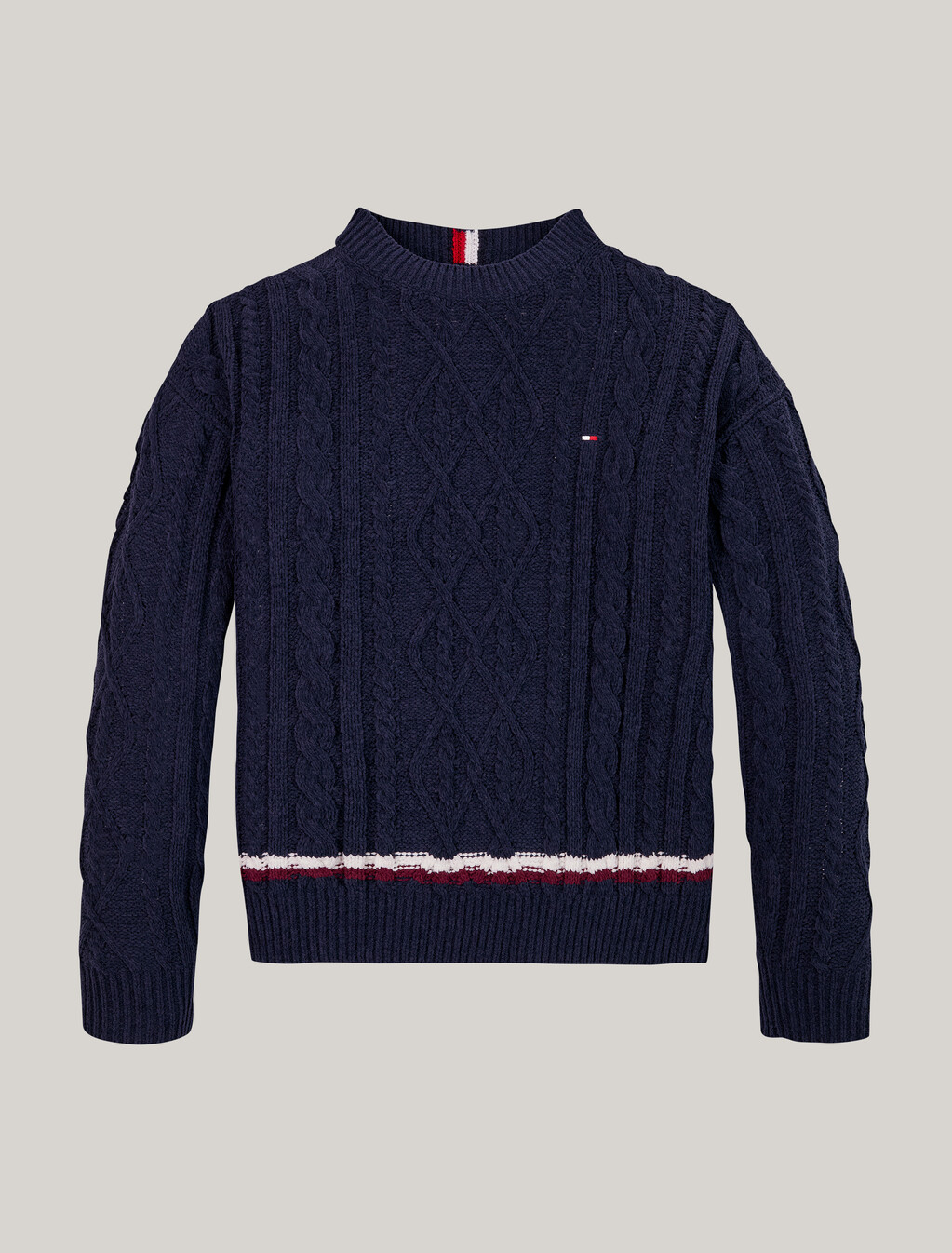 Global Stripe Chenille Cable Knit Jumper, Desert Sky, hi-res