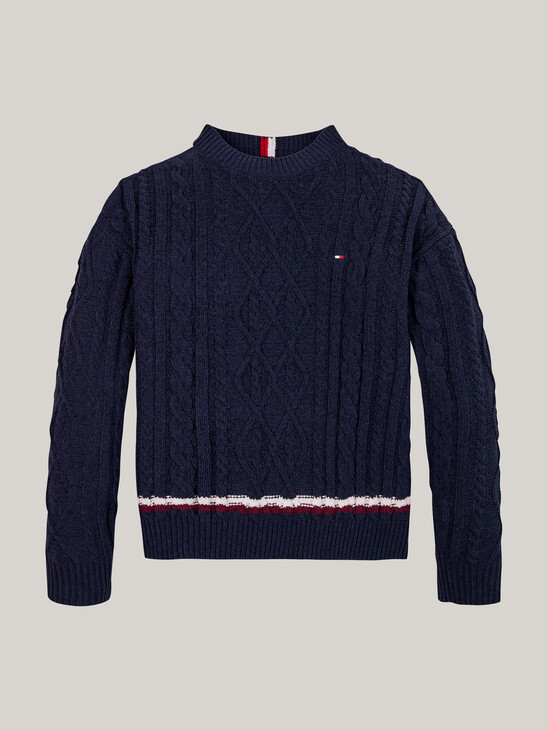 Global Stripe Chenille Cable Knit Jumper