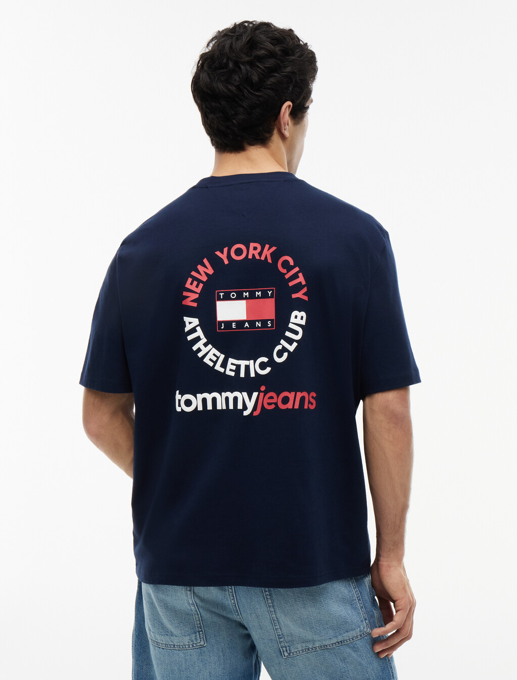 Logo Oversized Peached Jersey T-Shirt, Dark Night Navy, hi-res