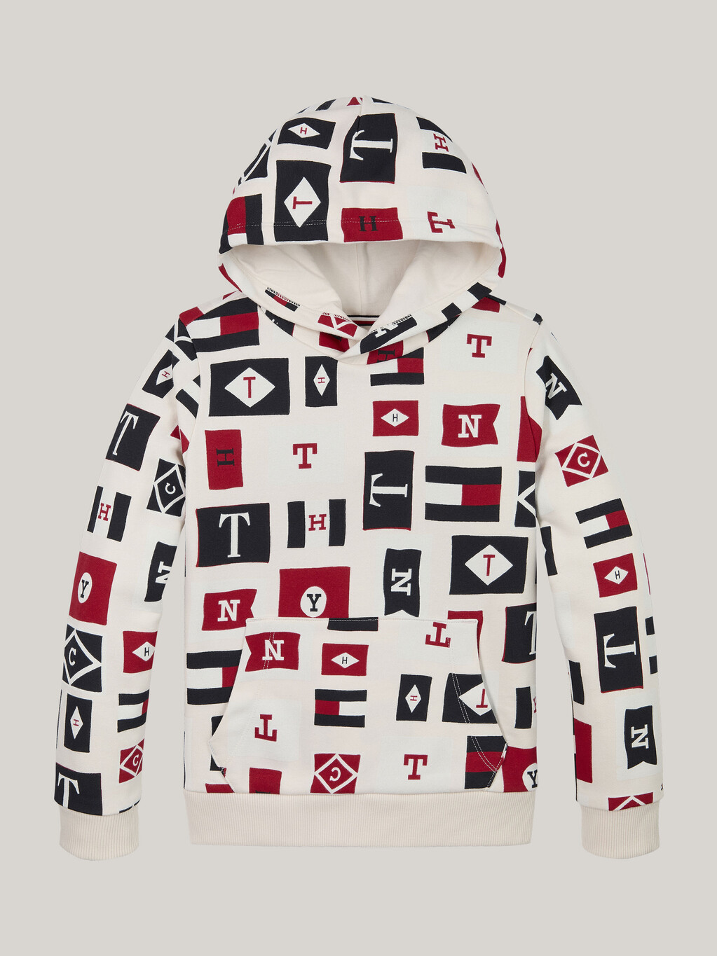 All-Over Flag Print Hoody, Ancient White, hi-res