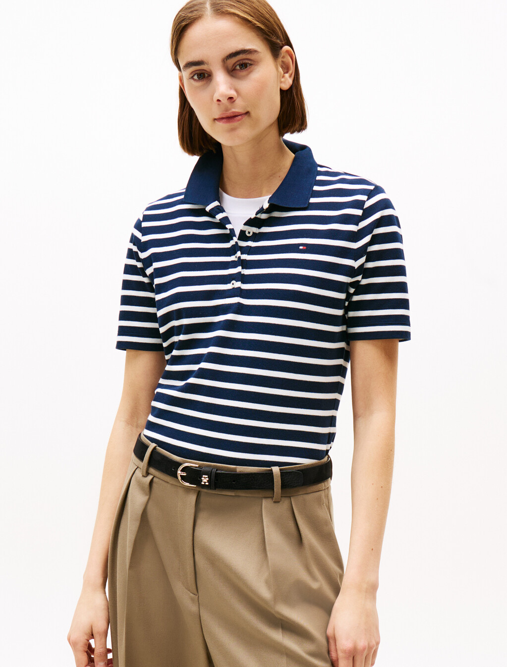 1985 Collection Flag Embroidery Regular Polo, Dark Night Navy/ Ecru Stp, hi-res