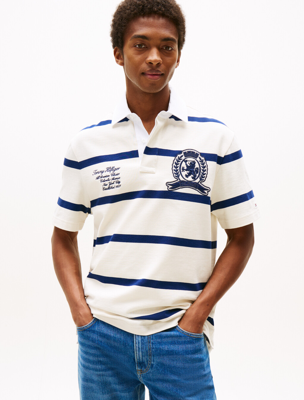 Classic Fit Rugby Shirt, Preppy Navy / Ivory Petal, hi-res