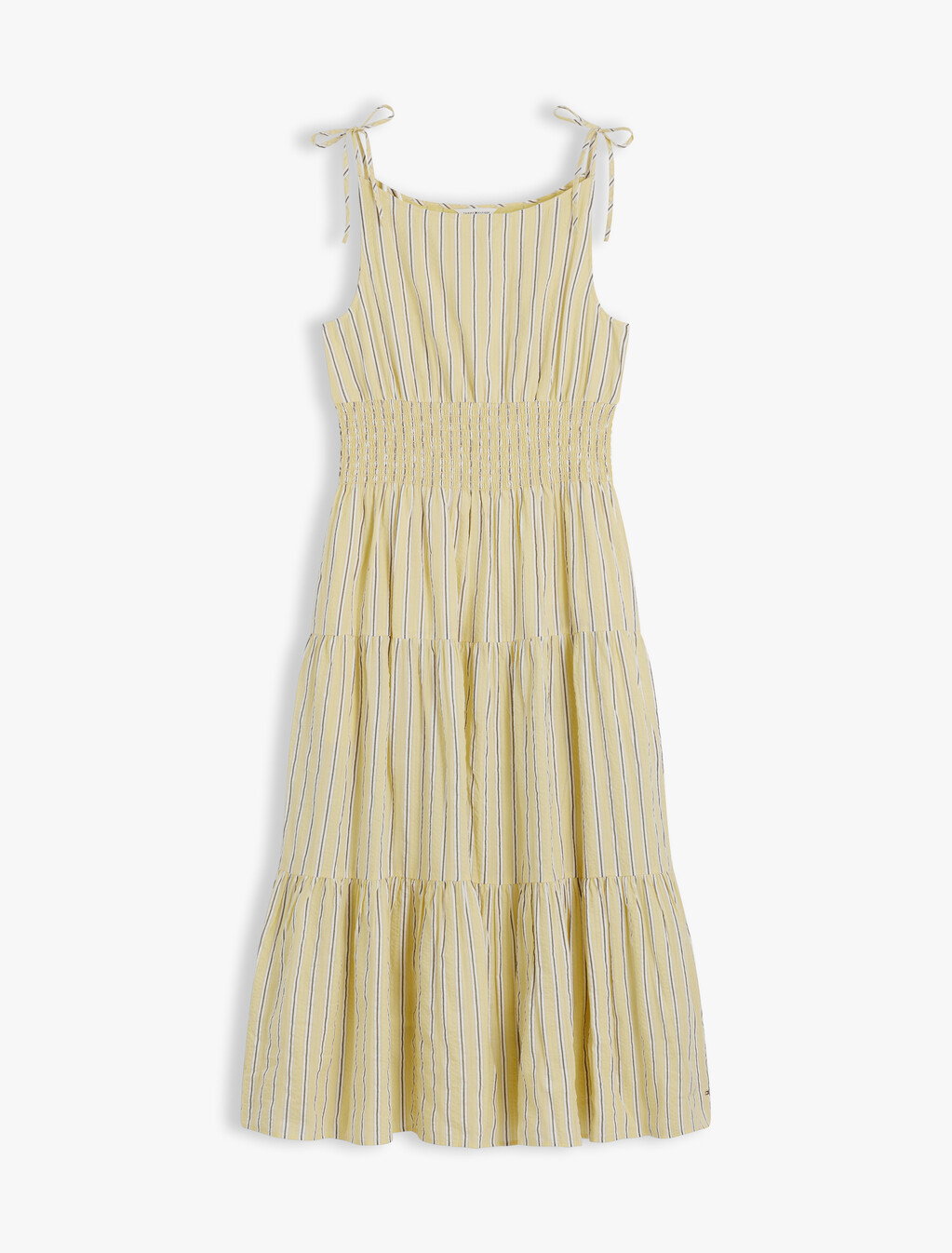 Self-Tie Strap Smock Midi Dress, Liquorice Stp Citronella, hi-res
