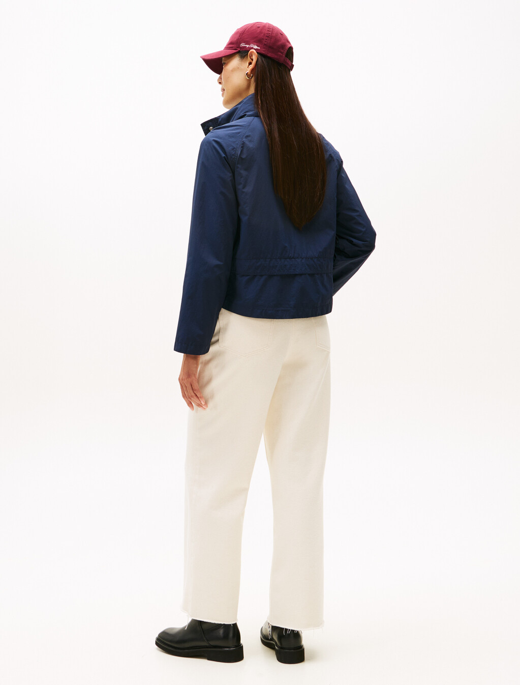 Cropped Nylon Windbreaker, Dark Night Navy, hi-res