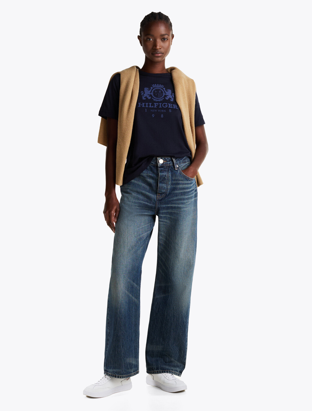 Contrast Trim Crew Neck T-Shirt, Desert Sky, hi-res