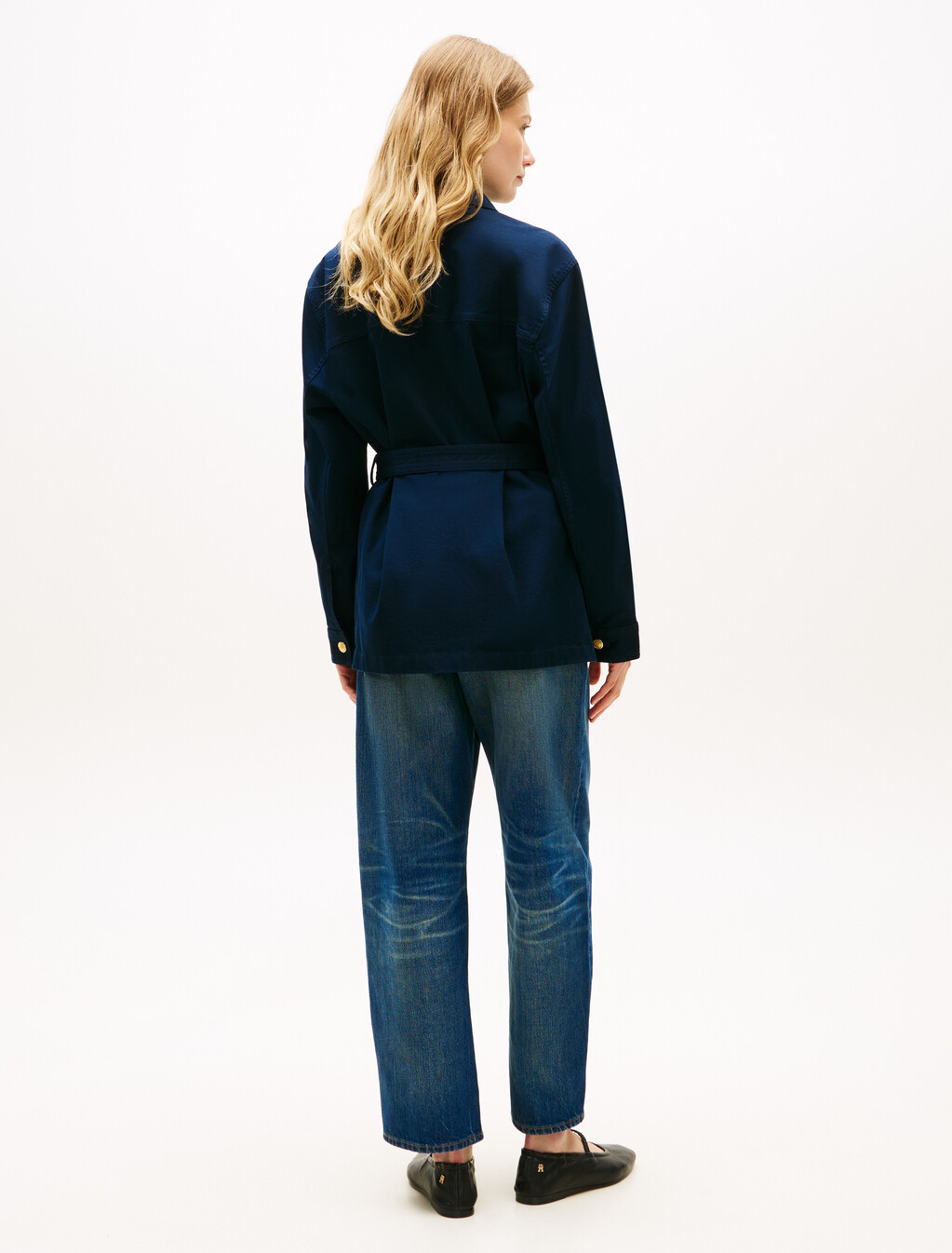 Cotton Gold Tone Button Field Jacket, Dark Night Navy, hi-res
