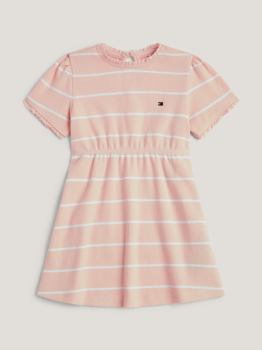 女嬰條紋連身裙, Whimsy Pink / White Stripe, hi-res