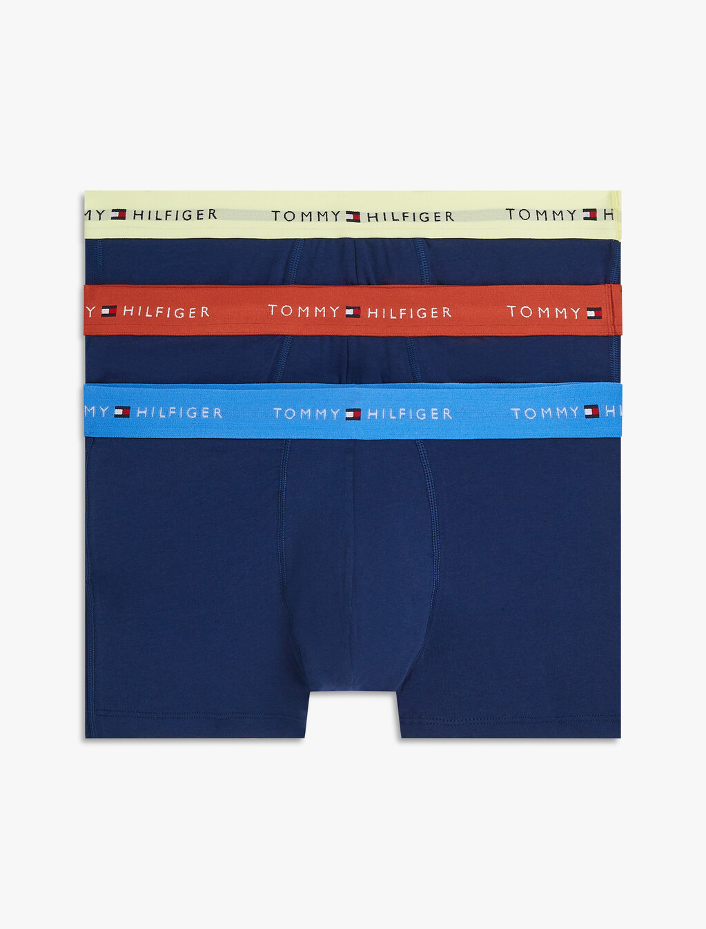 3-Pack Signature Repeat Logo Waistband Trunks, Blue Spl/Trra Rd/Fded Fluro, hi-res