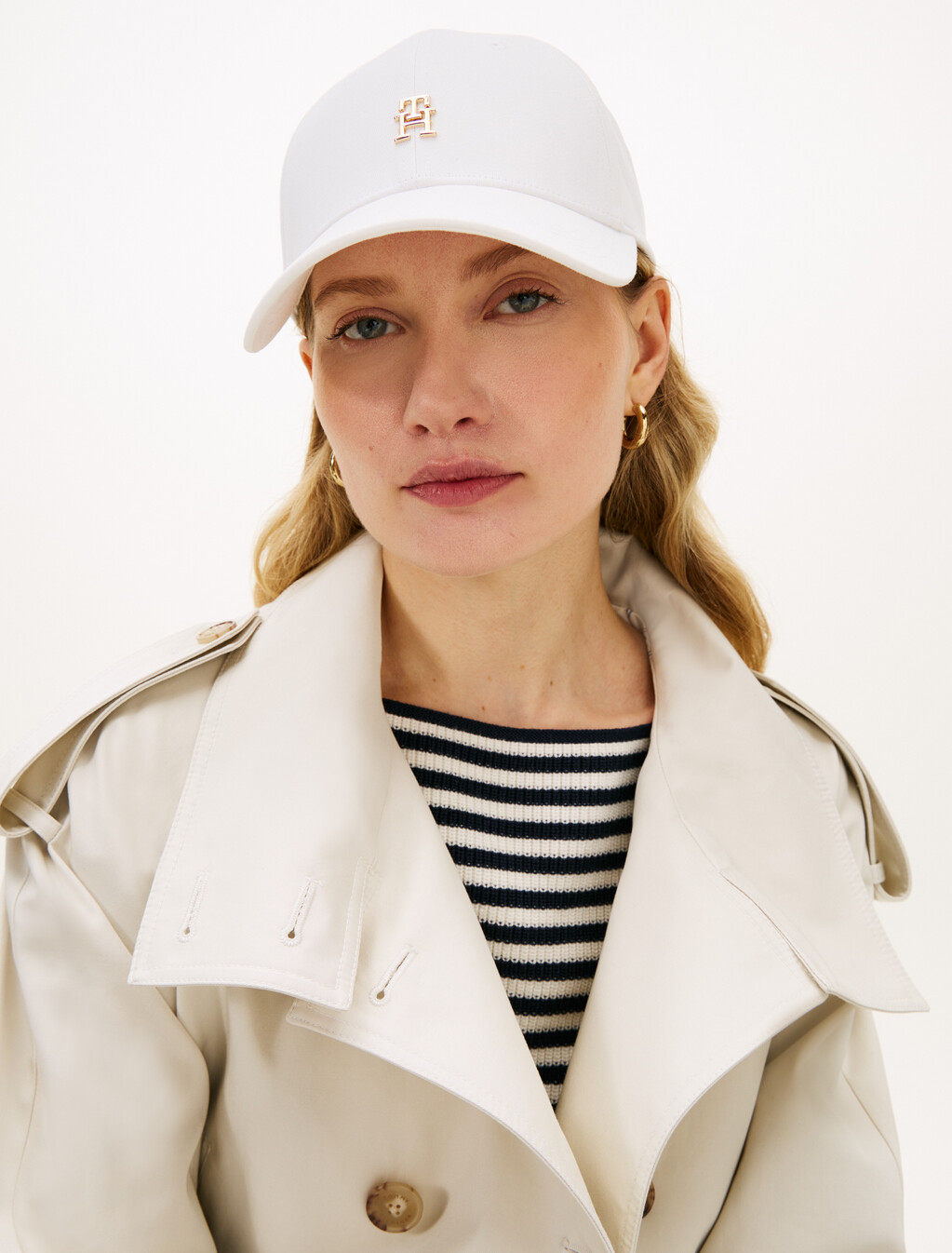 Monogram Applique Cap, Ecru, hi-res