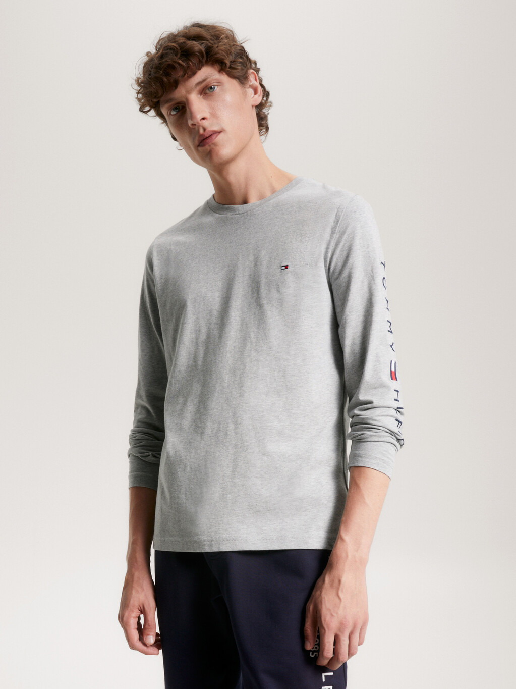 Organic Jersey Logo Long Sleeve T-Shirt, Light Grey Heather, hi-res