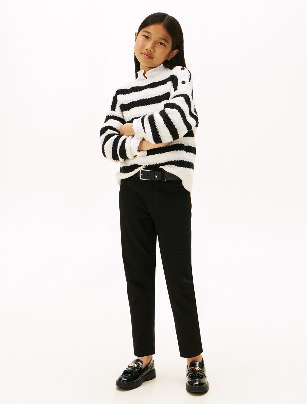 Metallic Stripe Relaxed Jumper, Ivory Silk, hi-res