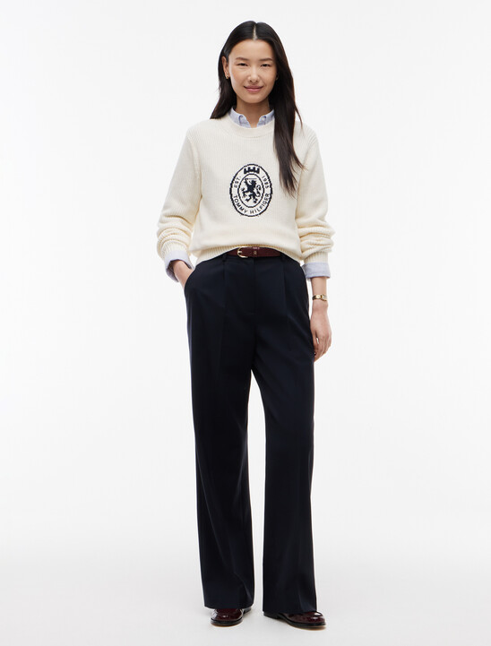 Intarsia Crest Crew Neck Jumper