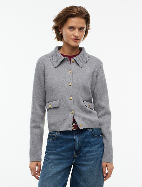 Gold-Tone Button Jacket With Wool