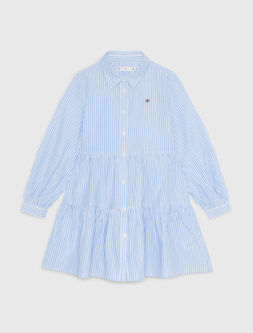 Metallic Stripe Relaxed Fit Shirt Dress, Blue Stripe, hi-res