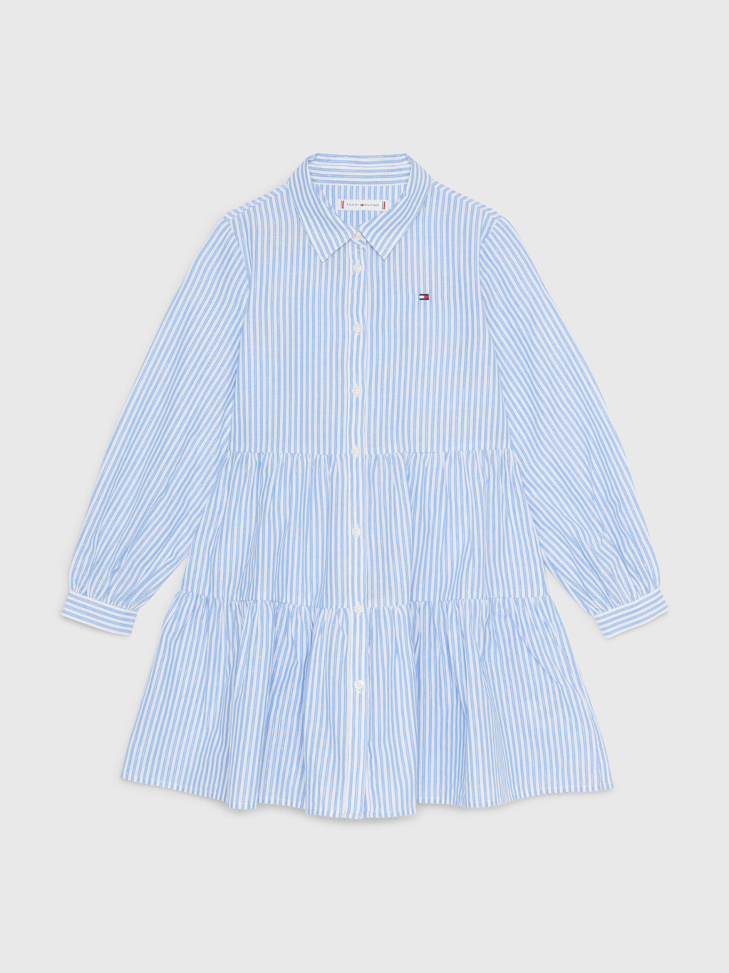 Metallic Stripe Relaxed Fit Shirt Dress, Blue Stripe, hi-res