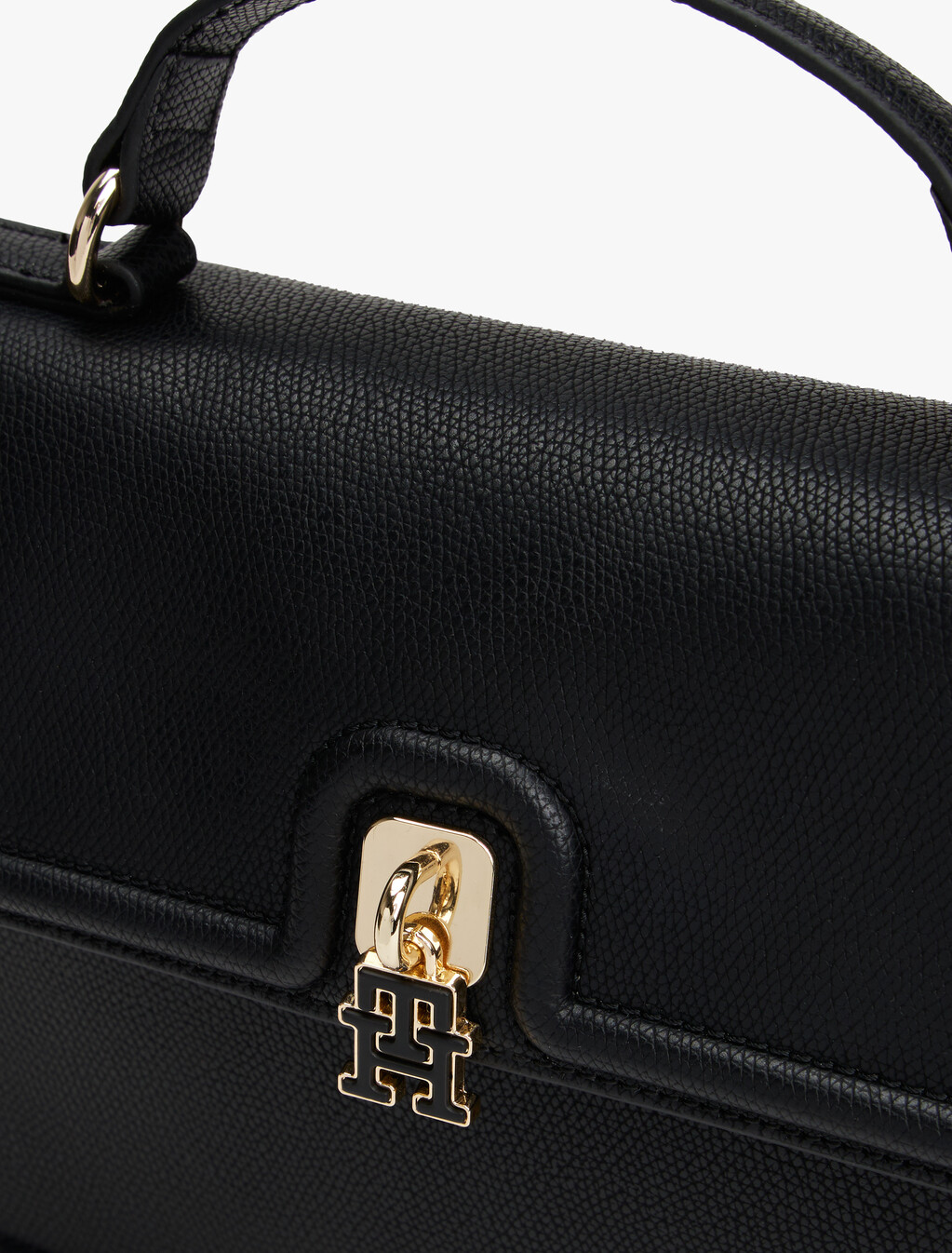 Turn Lock Crossbody Satchel, Black, hi-res