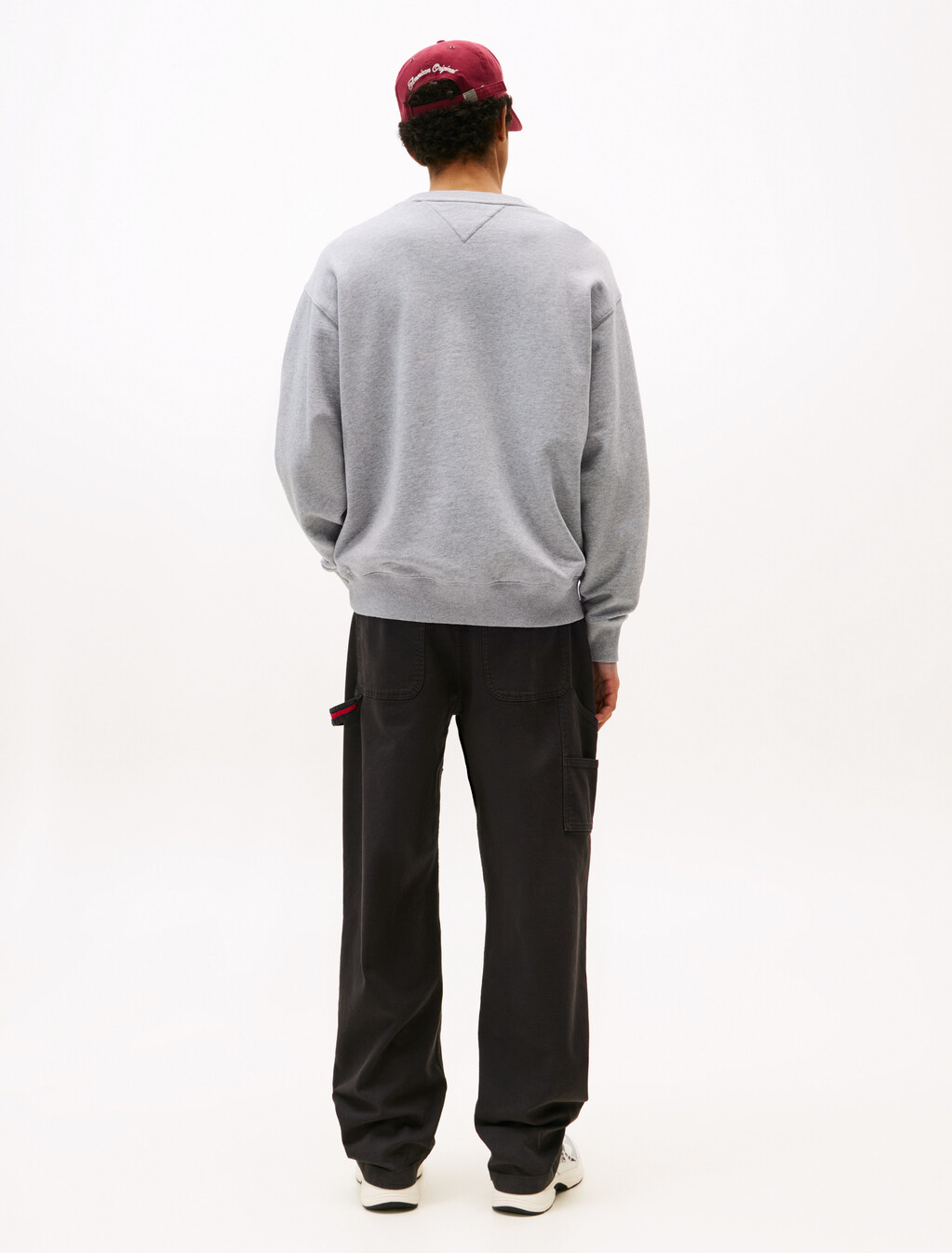 Tommy 旗幟徽章寬鬆衛衣, Grey Htr, hi-res