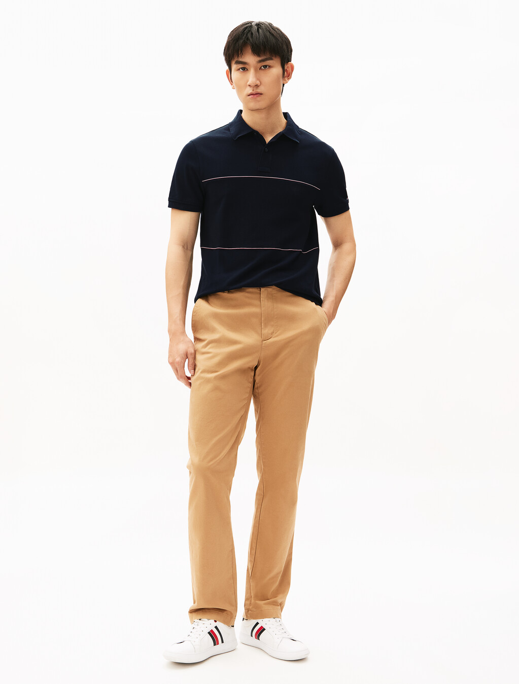Global Stripe 條紋拼色 Polo 衫, Desert Sky, hi-res