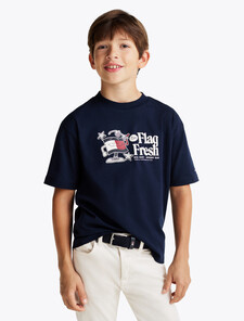 Flag Slogan T-Shirt, Dark Night Navy, hi-res