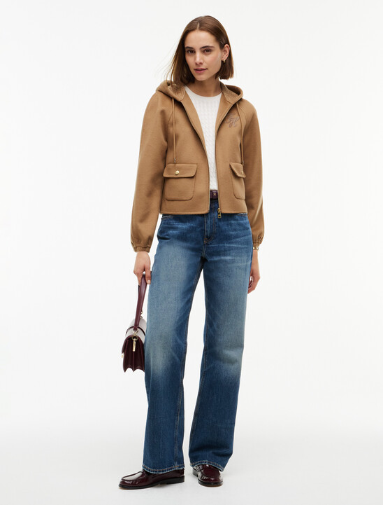Double-Faced Wool Blend Relaxed Hooded Jacket