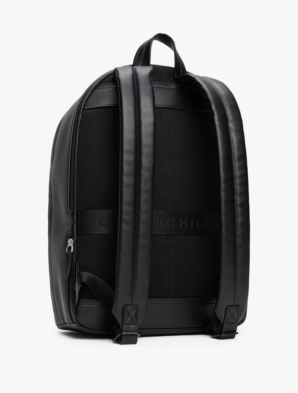 Pebble Grain Metal Logo Backpack, Black, hi-res