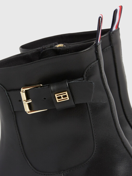 Belt Detail Leather Boots