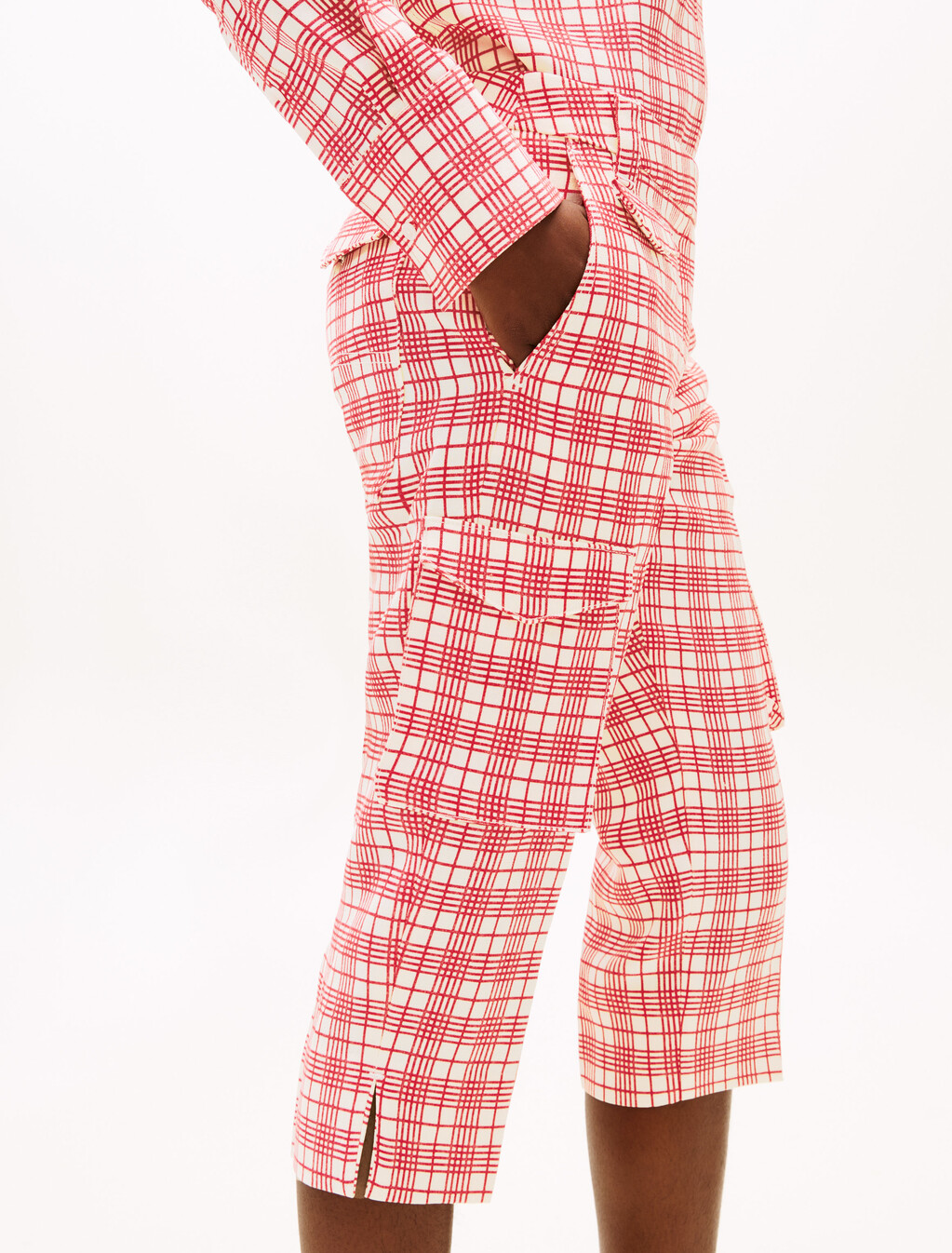 The Runway 系列修身格紋工裝長褲, Cream/Red Check, hi-res