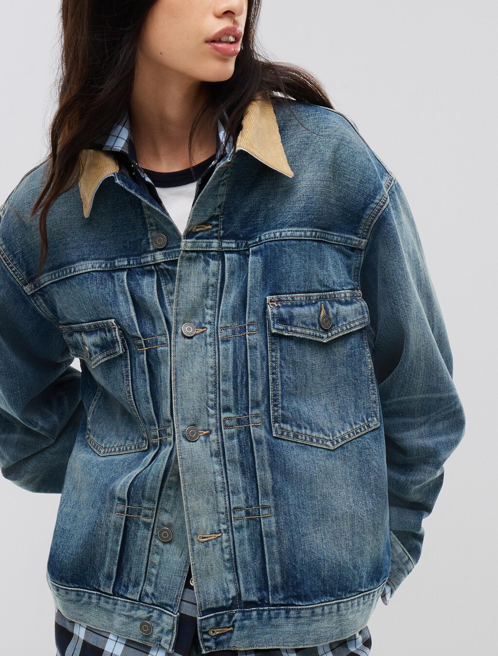 卡車款牛仔外套, Mid Wash Denim, hi-res