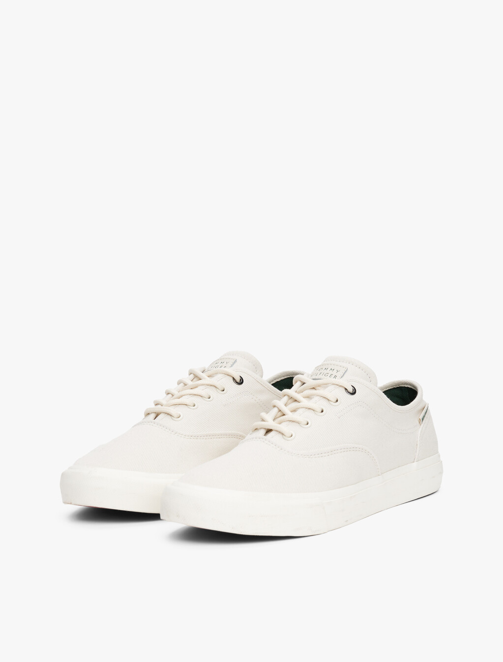 Canvas Embossed Logo Trainers, Alabaster, hi-res