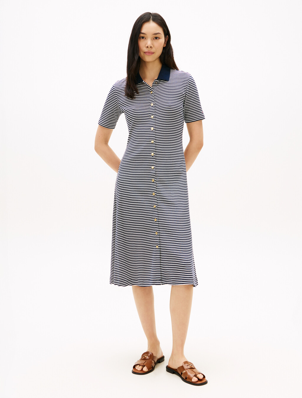 Asia Fit Fit & Flare Midi Dress, Small Brt Stp Dark Night  / Ecru, hi-res