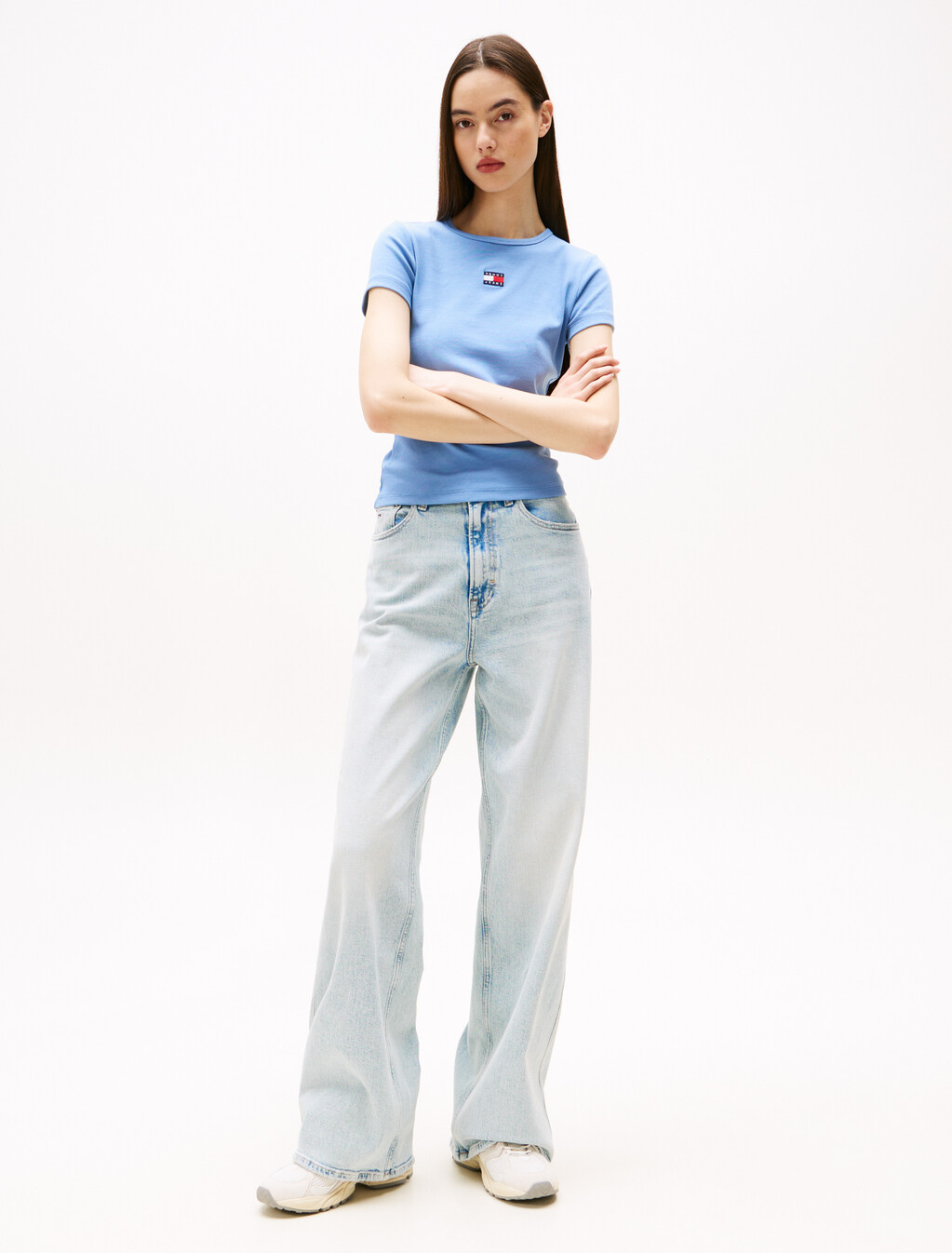 Slim Badge Ribbed T-Shirt, Colorado Blue, hi-res