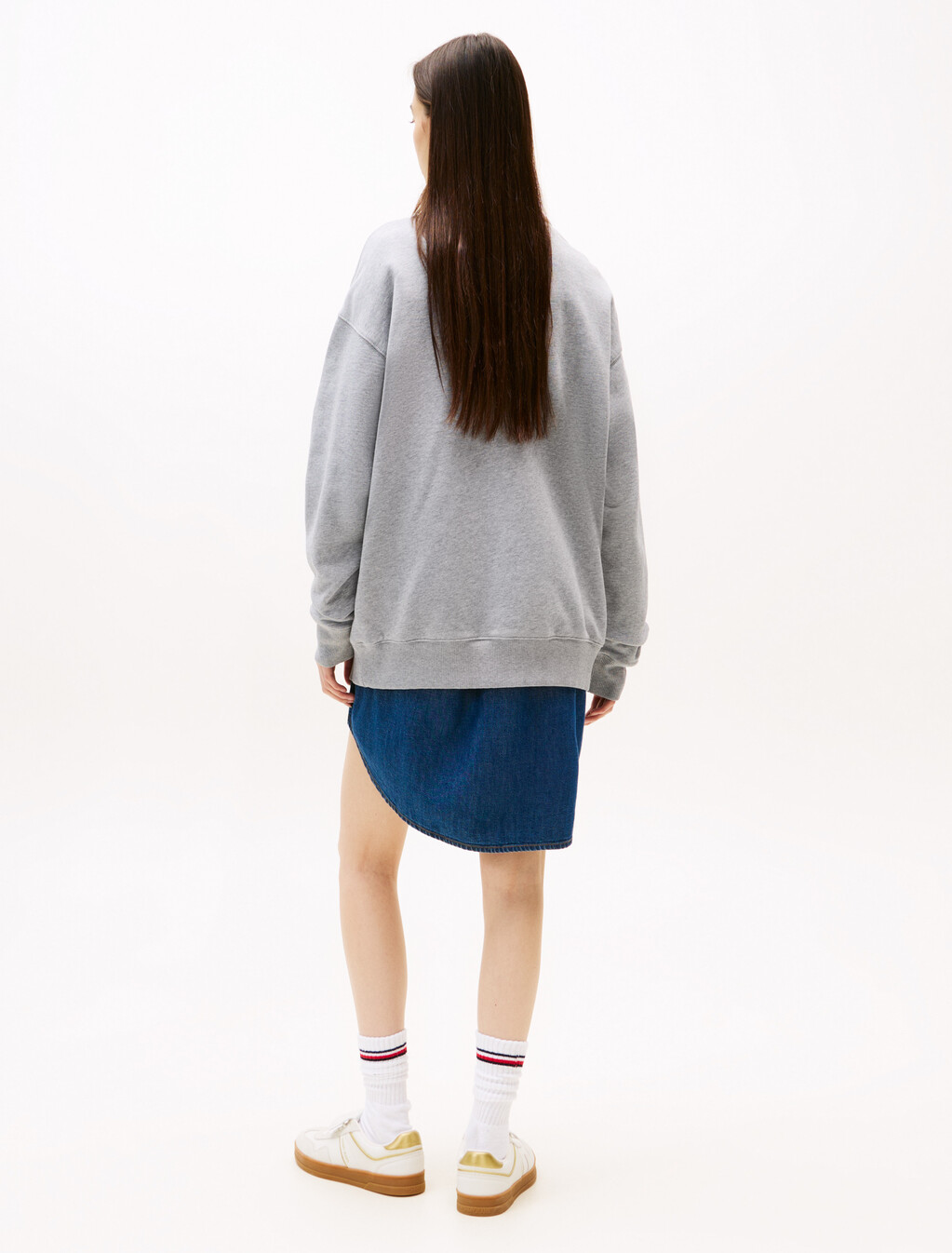 Tommy 旗幟徽章寬鬆衛衣, Grey Htr, hi-res