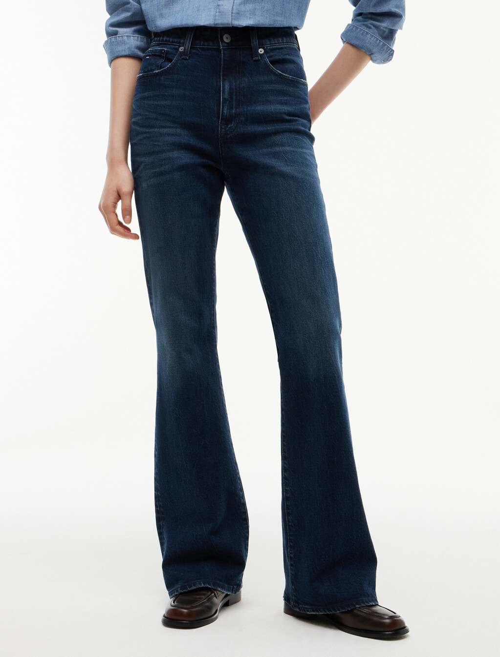 Sylvia High Rise Bootcut Faded Jeans, Blue Black, hi-res